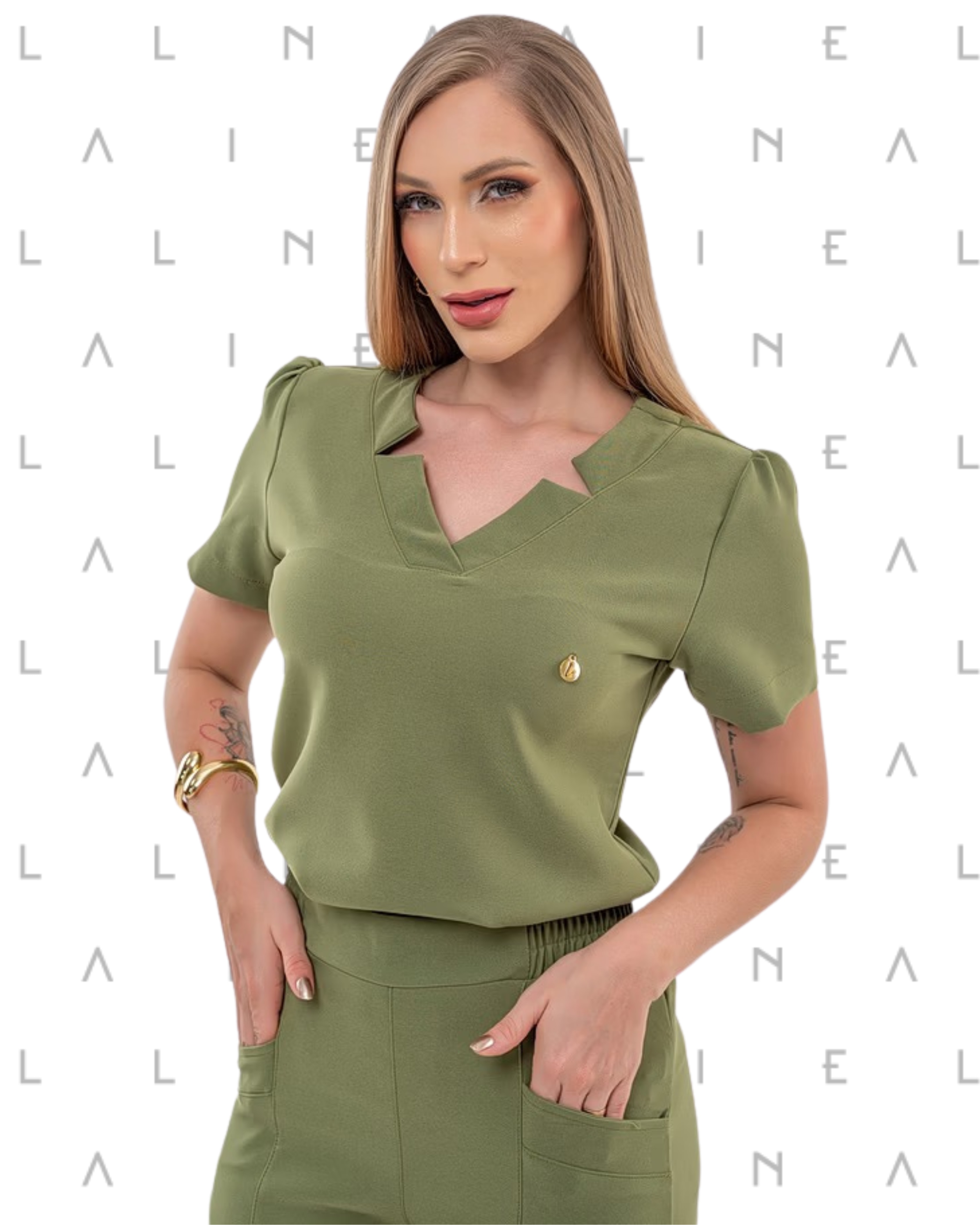 Scrub Larissa Verde Militar