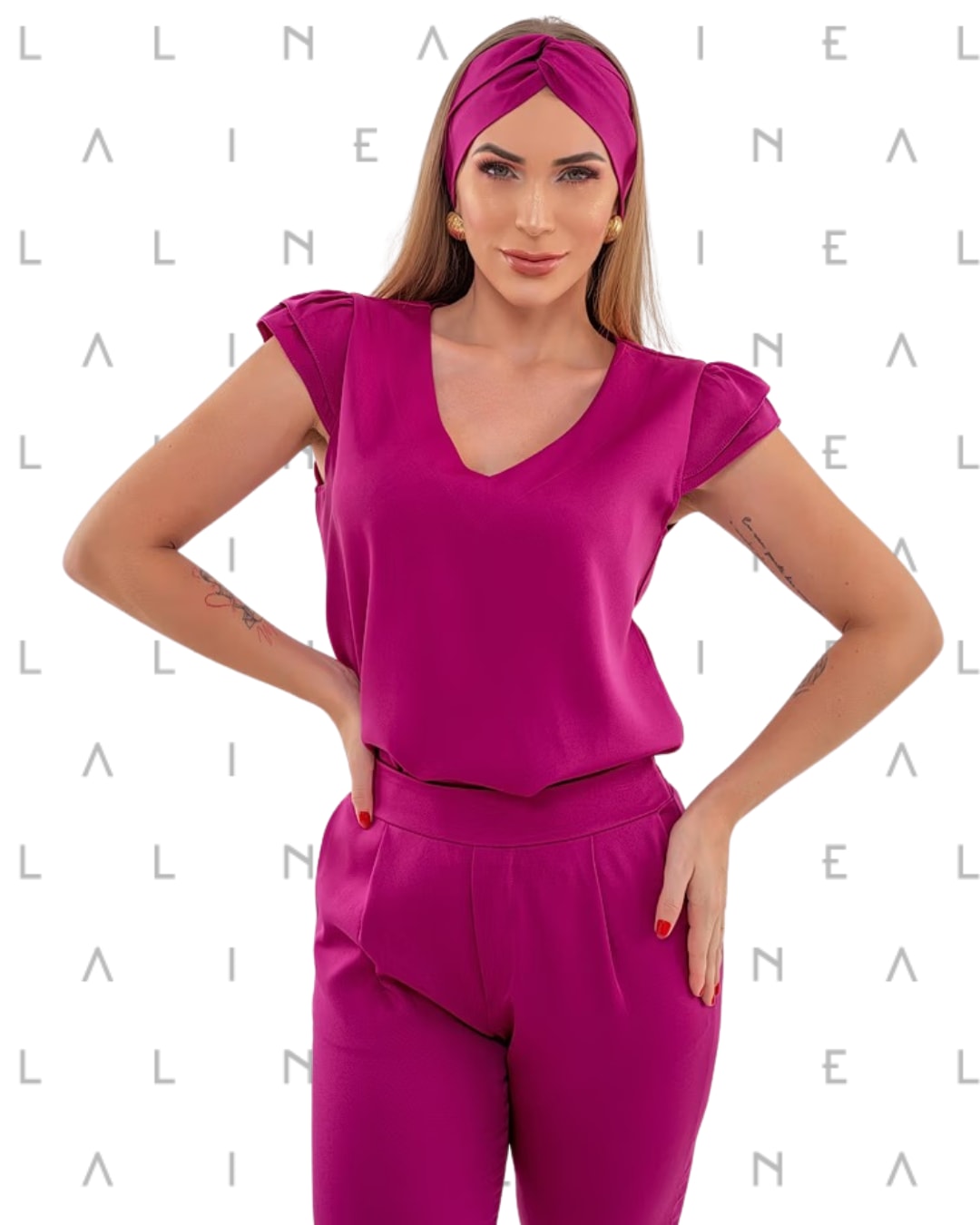 Scrub Sara + Turbante Fucsia